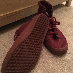 Burgundy, Canvas Sk8-Hi Vans with laces, EUC